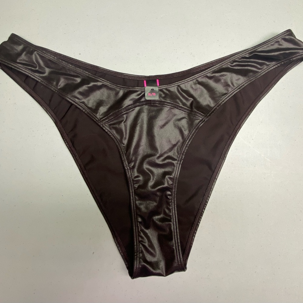 NWT BRN Leather-ette Full Panty, XL